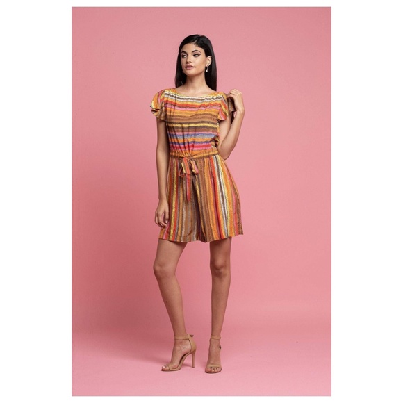 Eva Franco Anthropologie Carnival Multi Striped Romper - Picture 2 of 4